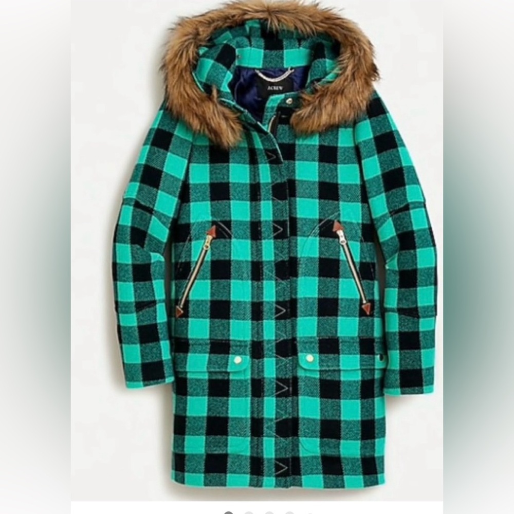 Chateau parka in buffalo check Italian stadium-cloth wool
Size 2 NWOT